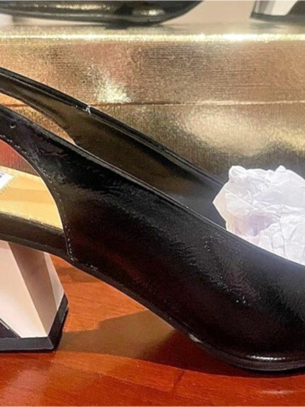 Ninety Union Sally Slingback Block Heel Shoes Black & Red US 10